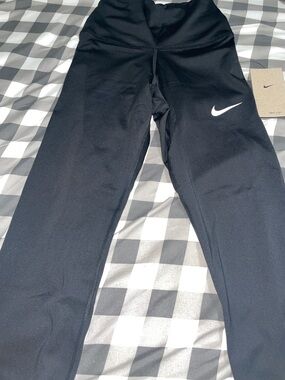 Nike Black Youth Performance Leggings with White Swoosh